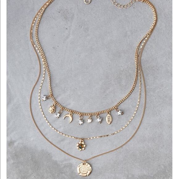 NWT Rose Charm Layered Necklace - Picture 1 of 4